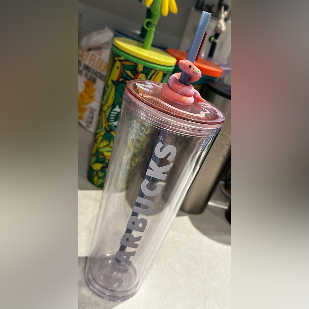 Starbucks Transparent Tumbler with Pink SNAKE STRAW